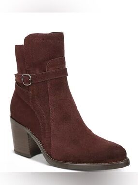 Sam Edelman Women's Simona Buckled Strap Block Heel Booties, 7.5 pecan suede